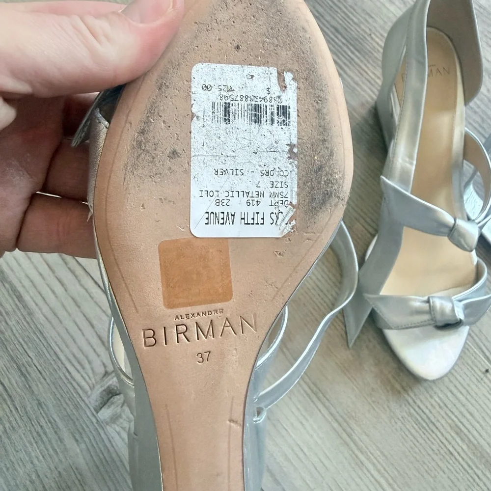 Alexandre Birman silver wedge size 37